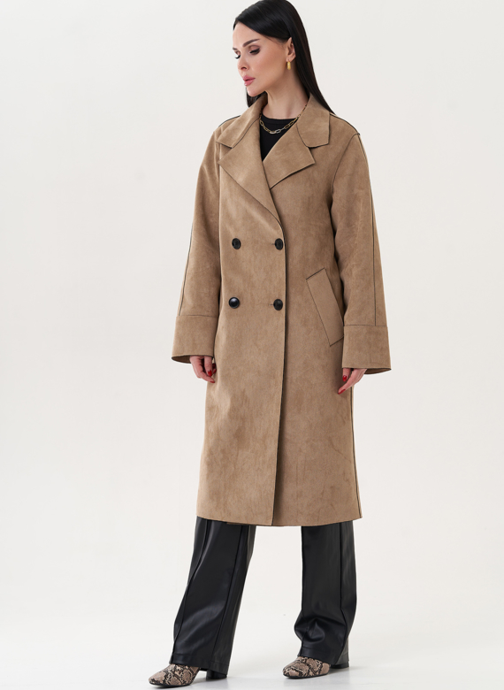 Пальто из эко замши