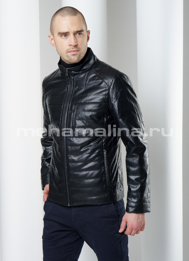 Куртка из эко кожи модель № KP-201 меха малина