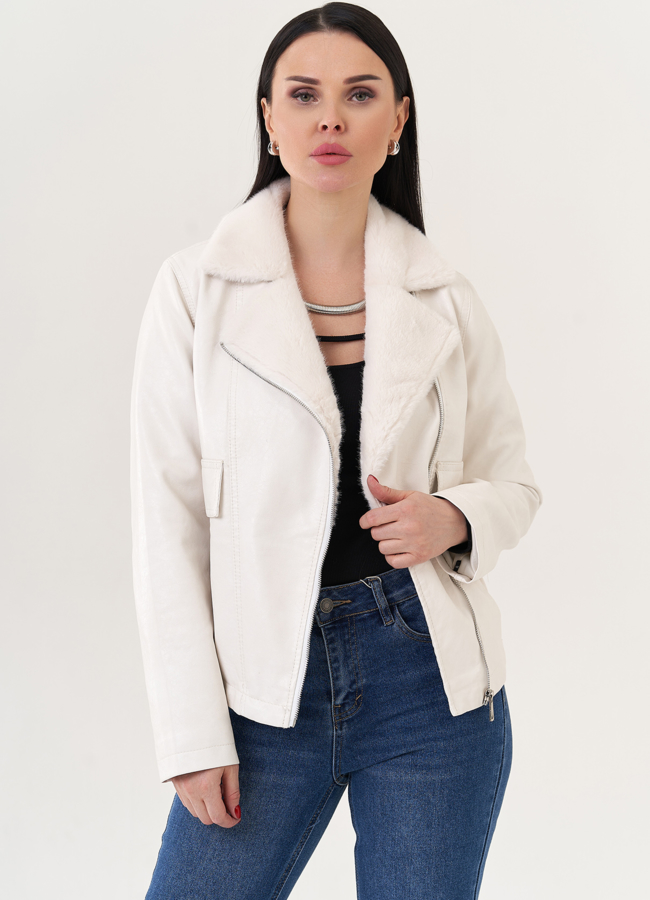 Куртка с воротником из эко меха модель № 26900 в рассрочку