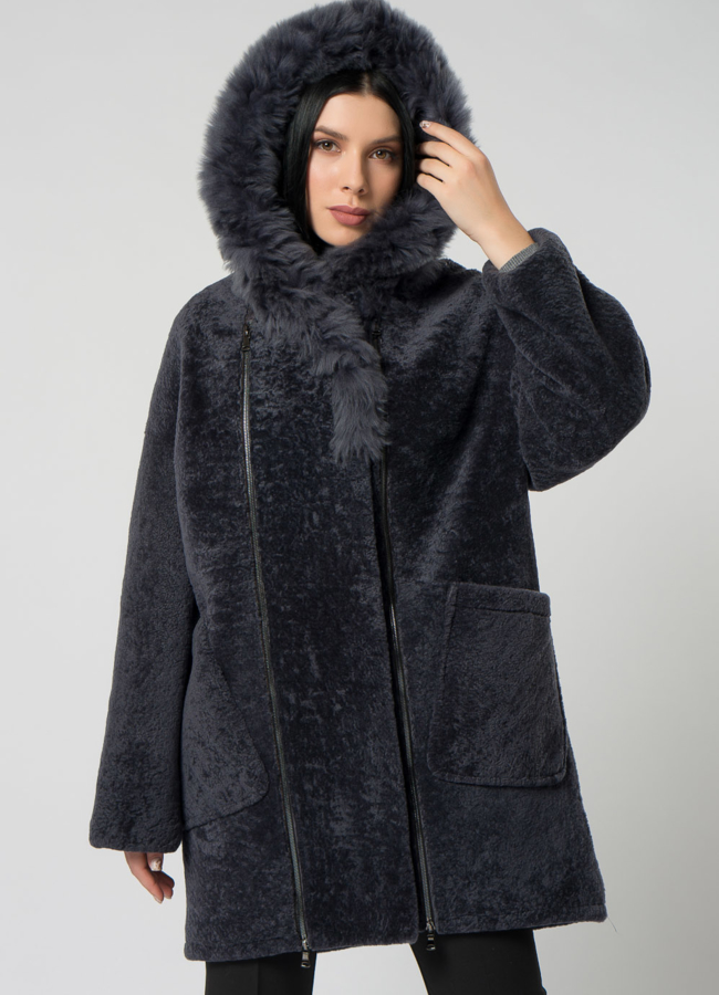 Куртка из мутона оверсайз модель № 1507 меха малина