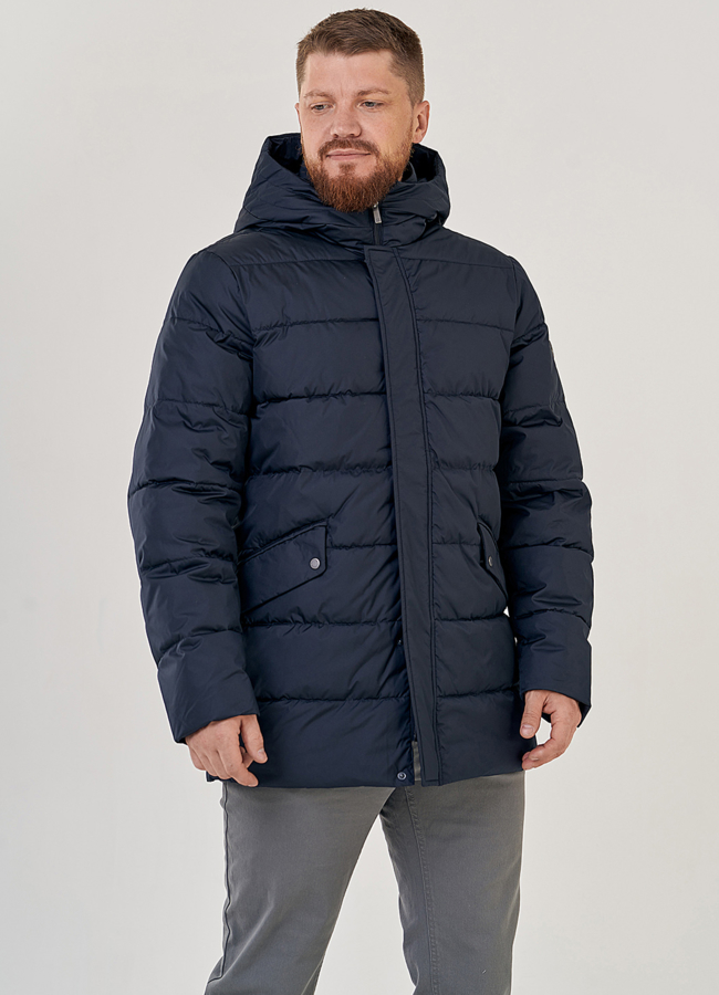Мужской пуховик в темно-синем цвете модель № 23190 универмаг малина