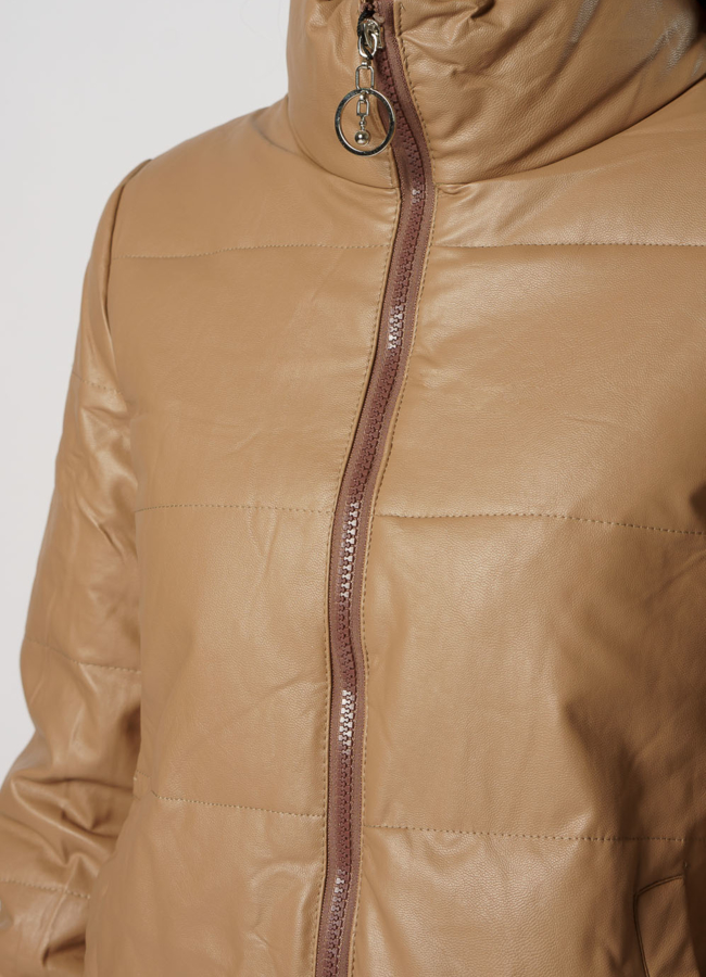 Женская куртка из эко кожи коричневого цвета модель № 20769 универмаг малина