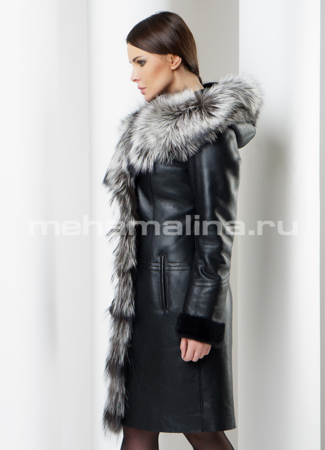 Дубленка с чернобуркой модель № D-201 универмаг малина