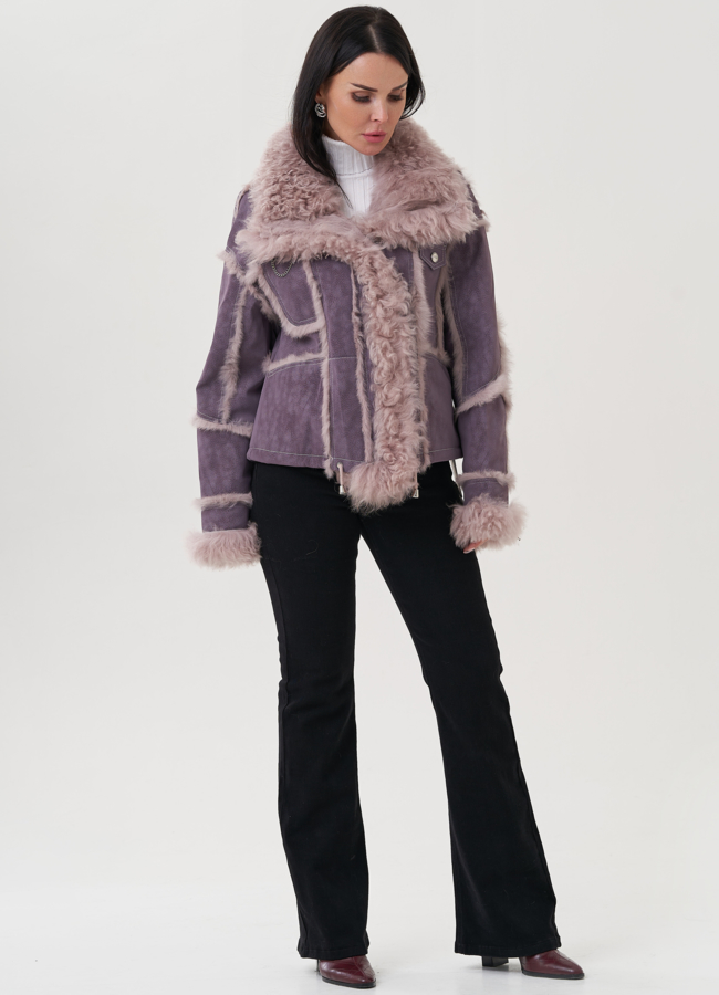 фото Женская куртка фиолетового цвета с меховой отделкой модель № 25545 фото Женская куртка фиолетового цвета с меховой отделкой модель № 25545