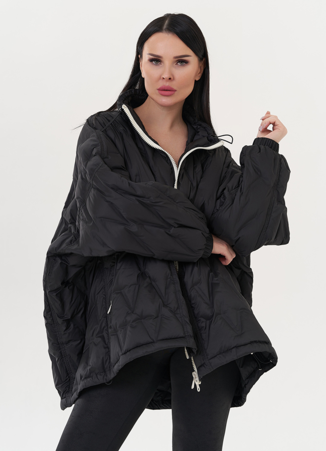 Женская куртка оверсайз с сумкой в черном цвете модель № 26667 универмаг малина