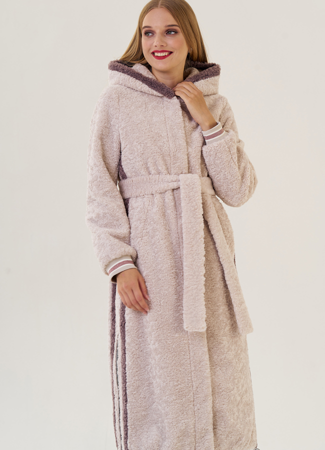 Женское пальто из искусственного меха  модель № 21569 меха малина