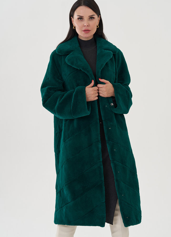 Шуба из кролика в зеленом цвете модель № 24799 универмаг малина