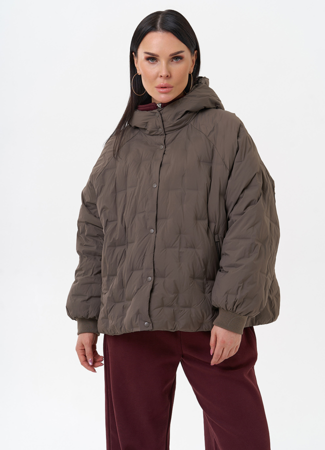 Женская куртка с капюшоном  модель № 29884 меха малина