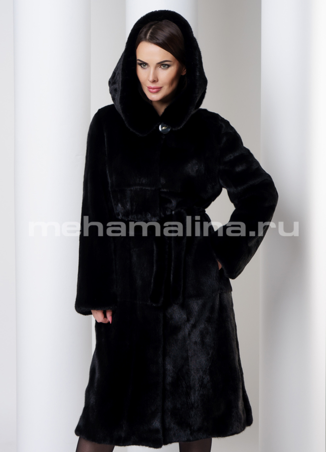 Шуба из скандинавской норки модель № S-555 меха малина