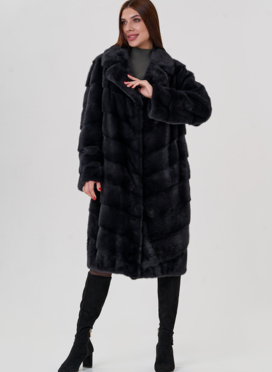 Норковая шуба с английским воротником в сером цвете Норковая шуба с английским воротником в сером цвете