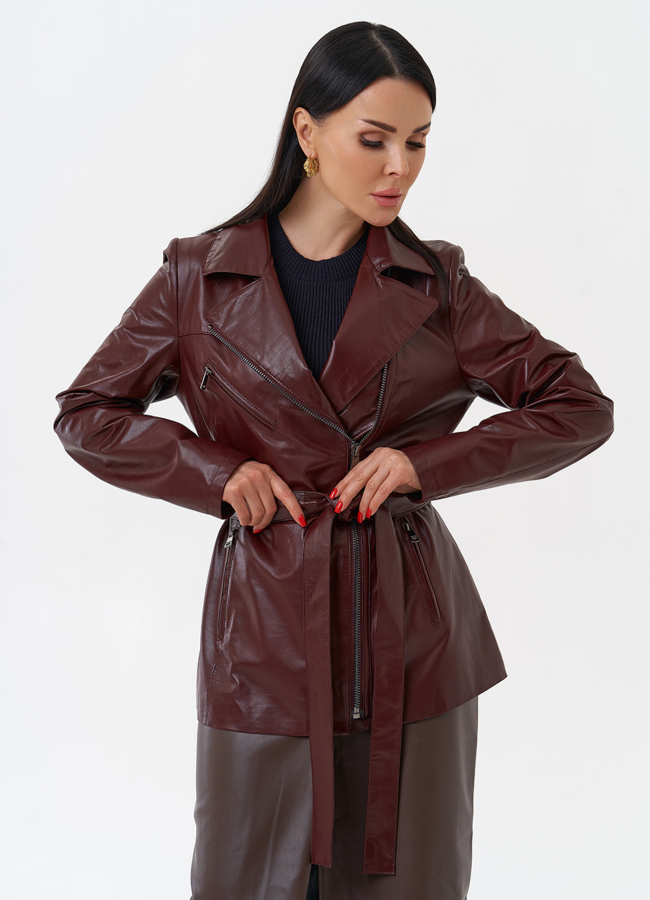 Куртка женская бордового цвета модель № 80219 меха малина Куртка женская бордового цвета модель № 80219 меха малина