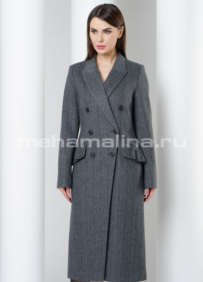 Женское пальто модель № BP-155 меха малина