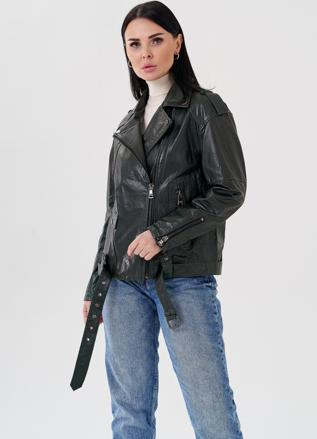 Женская куртка - косуха из натуральной кожи модель № 24087 в кредит