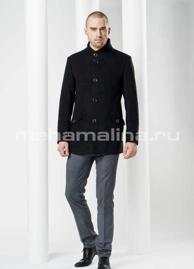 Пальто мужское, цвет черный модель № PK-8 меха малина