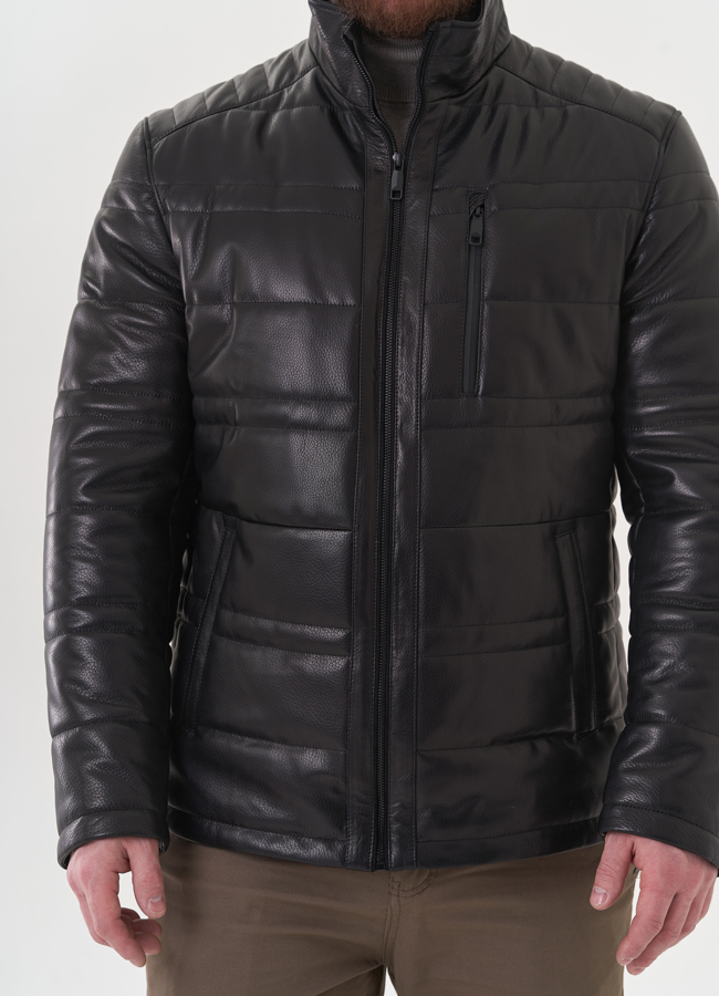 Мужская утепленная куртка из натуральной кожи модель № 26836 универмаг малина