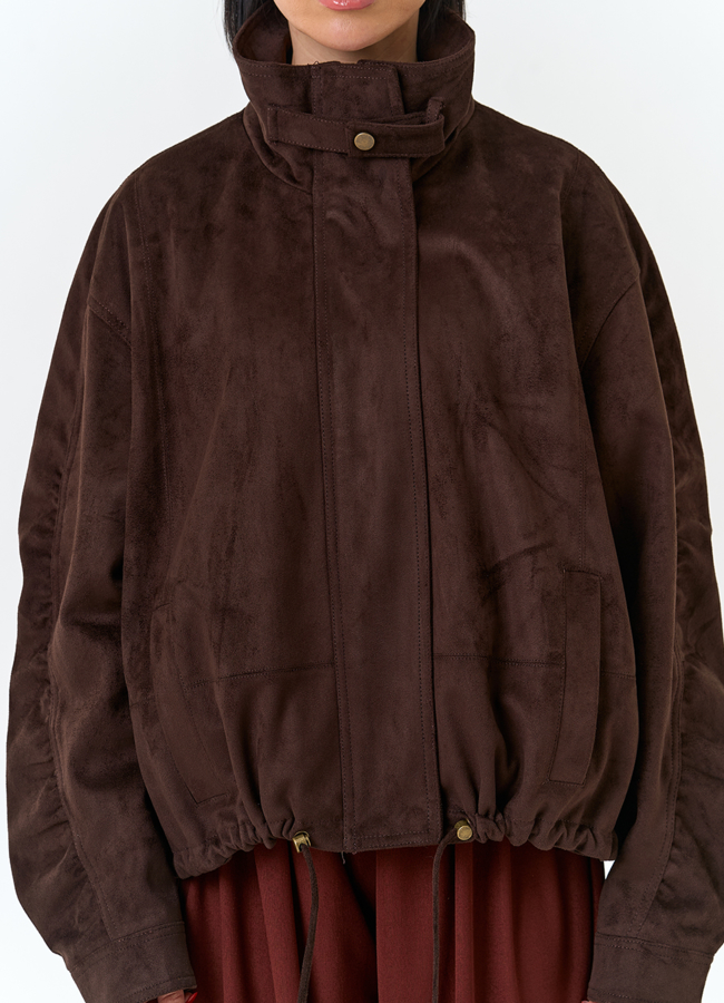 Женская куртка из эко замши с воротником стойкой модель № 33028 универмаг малина