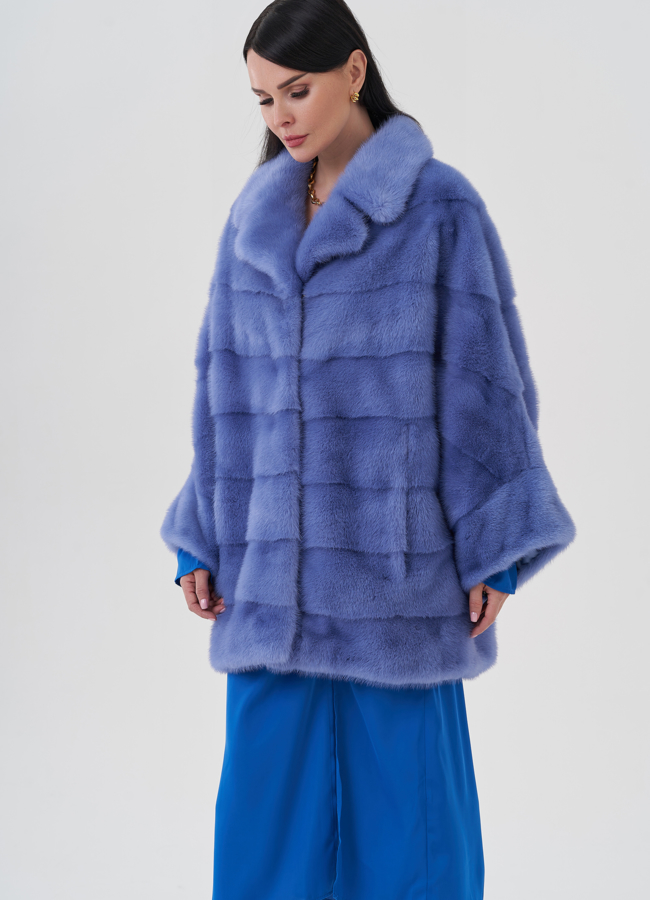 Норковая шуба с английским воротником  модель № 24661 универмаг малина