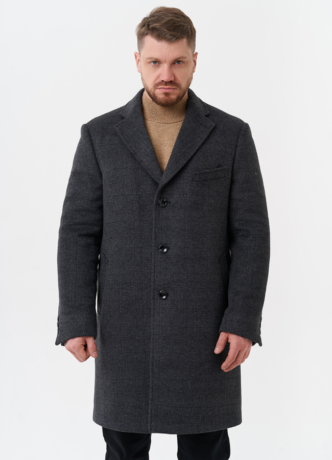 Мужское пальто серого цвета модель № 28109 универмаг малина