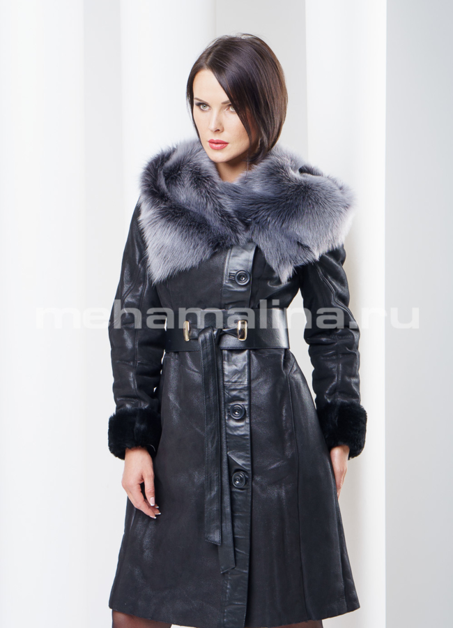 Дубленка с тасканой на пуговицах модель № D-130 в кредит