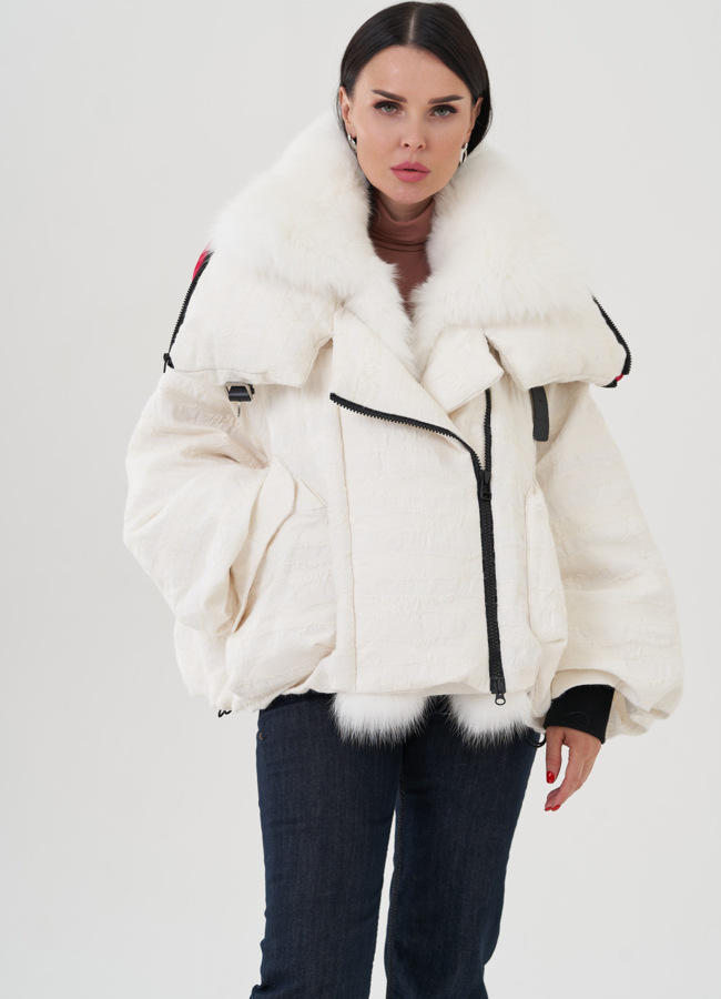 Женская куртка белого цвета модель № 24934 универмаг малина