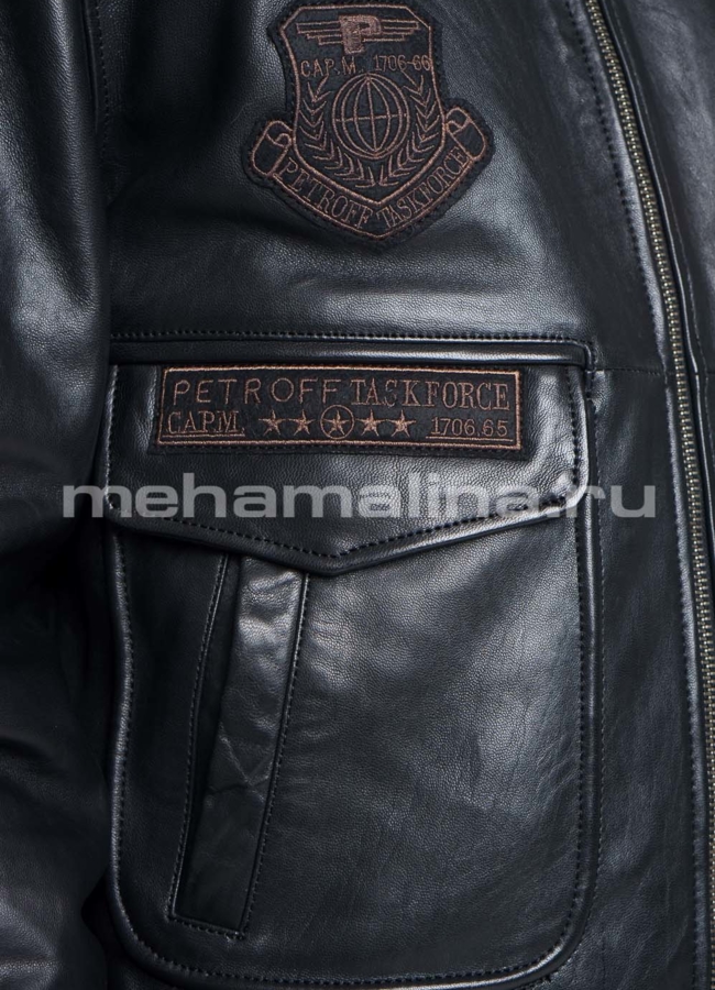 Кожаная утепленная куртка модель № KP-220 универмаг малина