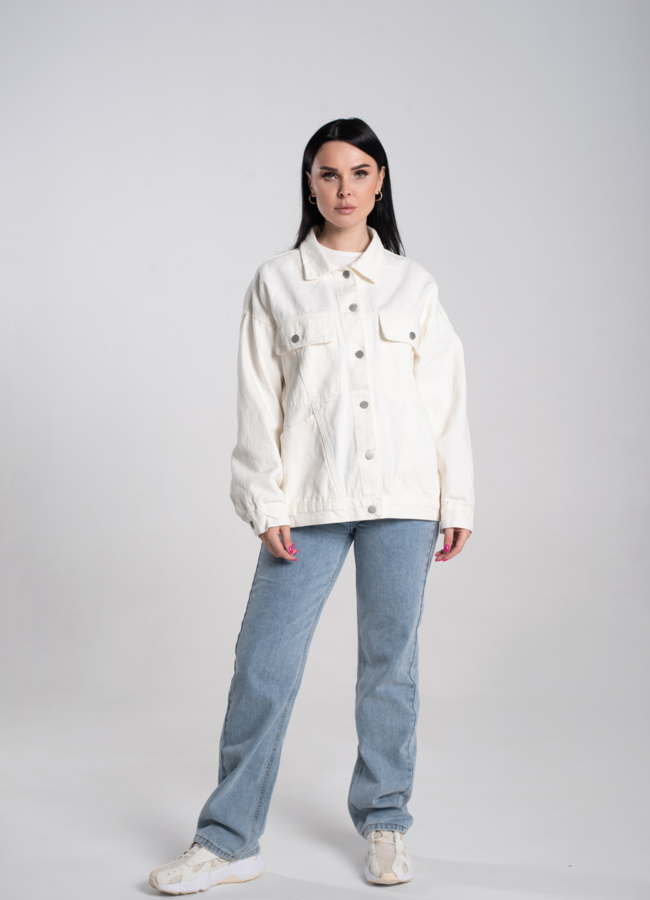 фото Куртка джинсовая  белого цвета  модель № 24568