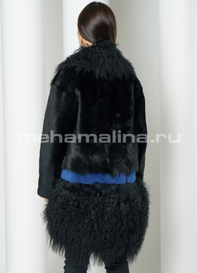 Дубленка из овчины с английским воротником модель № 3213 в кредит