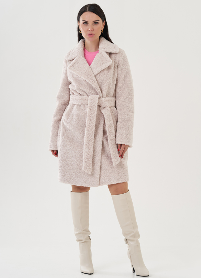 Полупальто с английским воротником  модель № 81708 меха малина