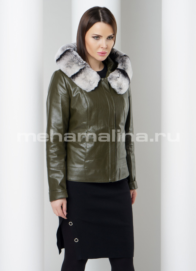 Куртка  модель № K-418 меха малина