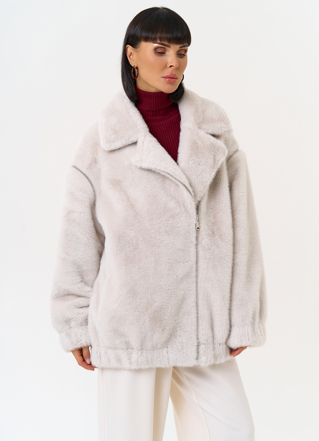 Женский бомбер из эко меха со съемными рукавами модель № 31276 универмаг малина Женский бомбер из эко меха со съемными рукавами модель № 31276 универмаг малина