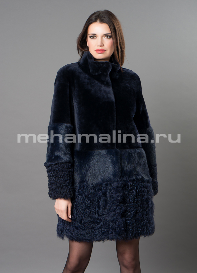 Дубленка Punto модель № 3360 меха малина