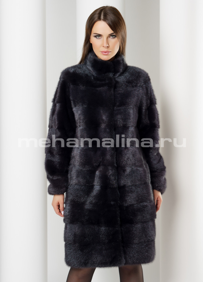 Норковая шуба модель № S-622 меха малина