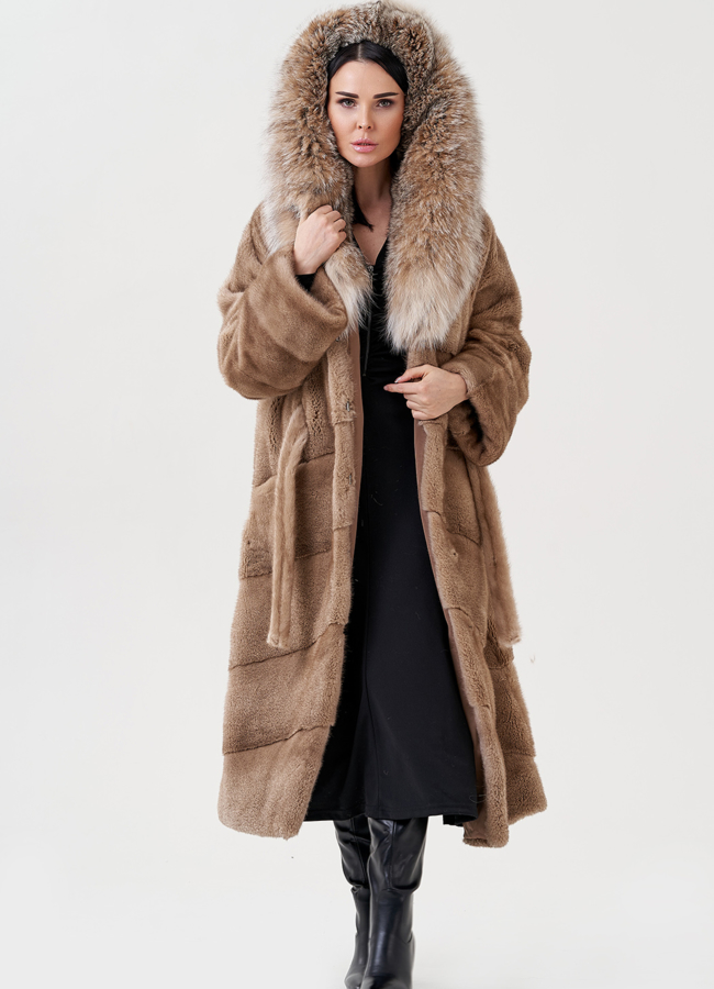 Норковая шуба с рысью модель № 23079 универмаг малина