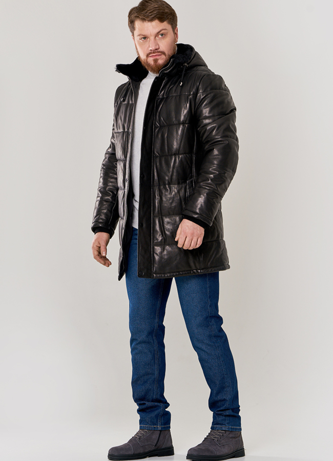 Длинный мужской пуховик модель № П-501 в рассрочку