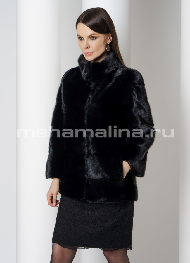 Норковая шуба трансформер в черном цвете модель № 2105 универмаг малина
