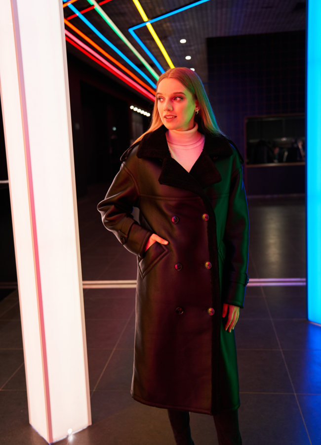 Дубленка женская из искусственной кожи  модель № 79490 универмаг малина