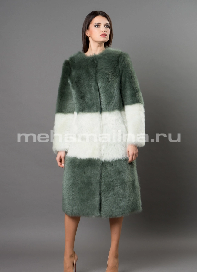 Дубленка модель № D-250 меха малина