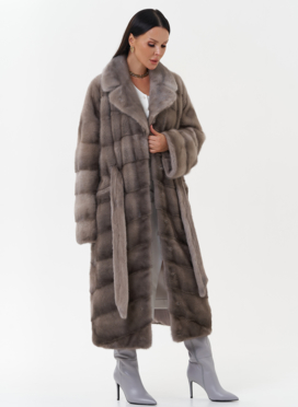 Шуба из скандинавской норки с поясом