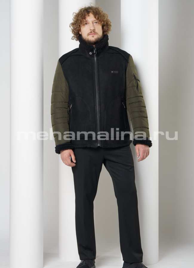 фото Мужская дубленка с текстилем модель № DM-130