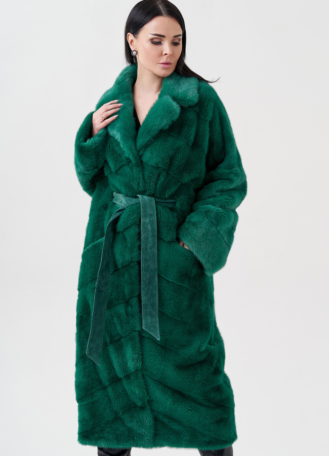 Норковая шуба с английским воротником  модель № 23820 универмаг малина