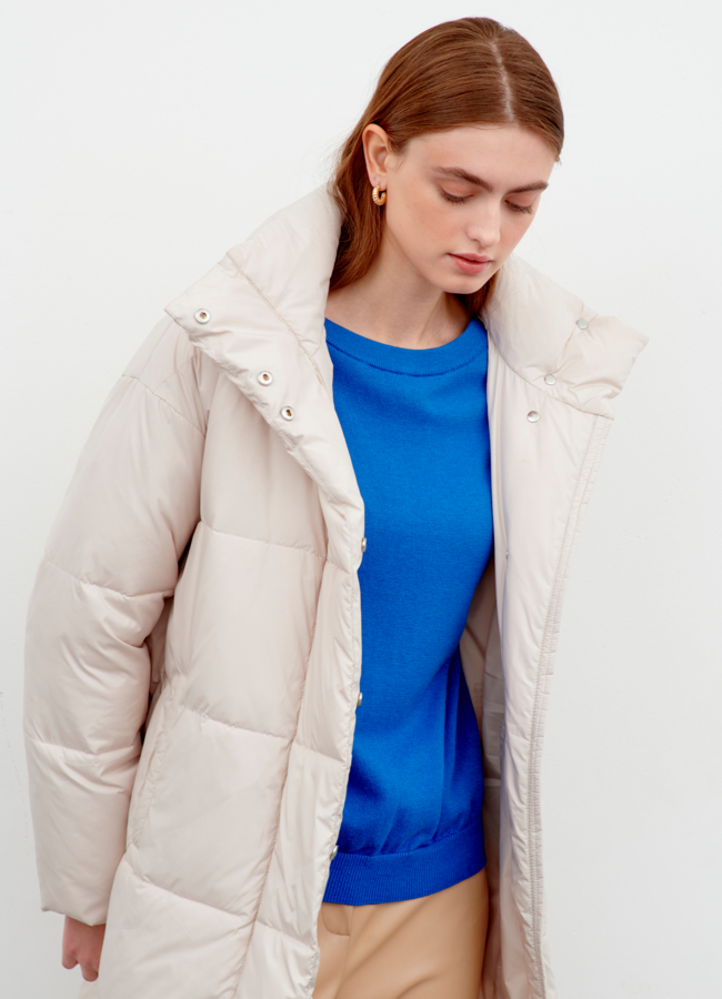 Светлый женский пуховик модель № 78915 универмаг малина