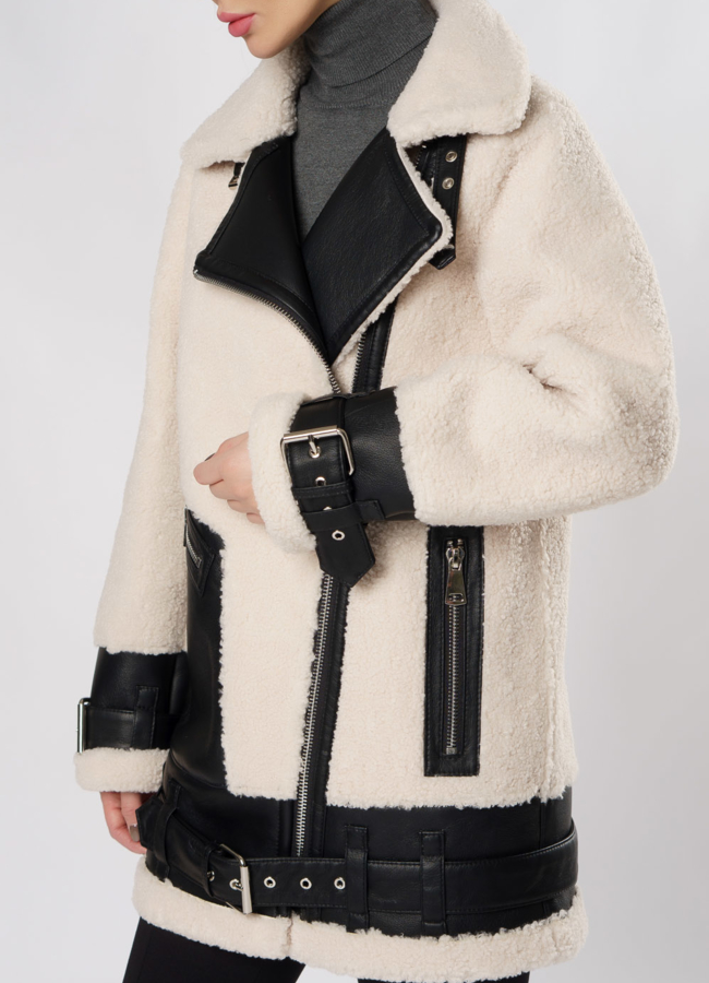 Дубленка пилот из эко кожи модель № 18994 универмаг малина