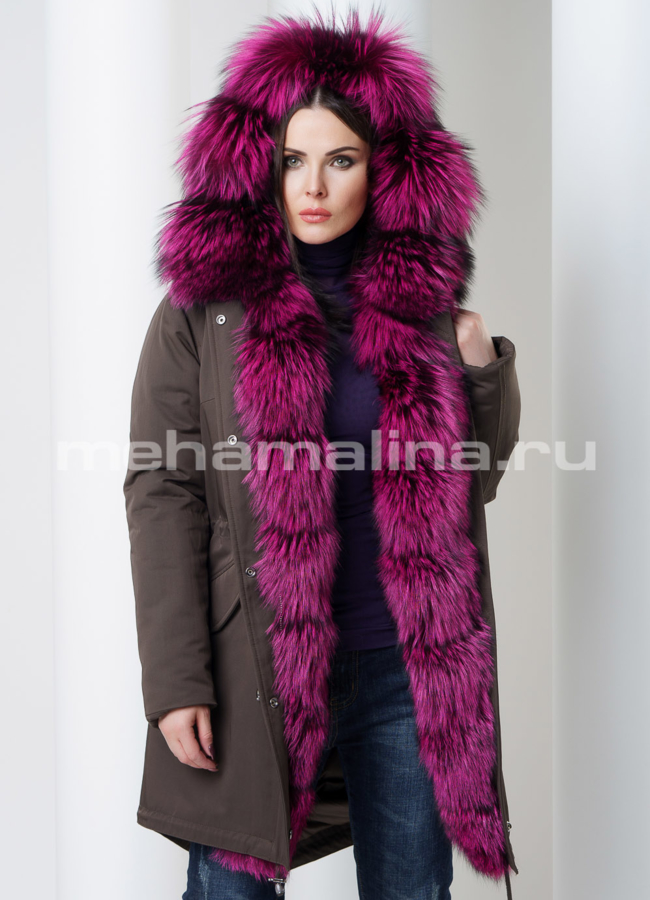 Парка модель № П-144 меха малина