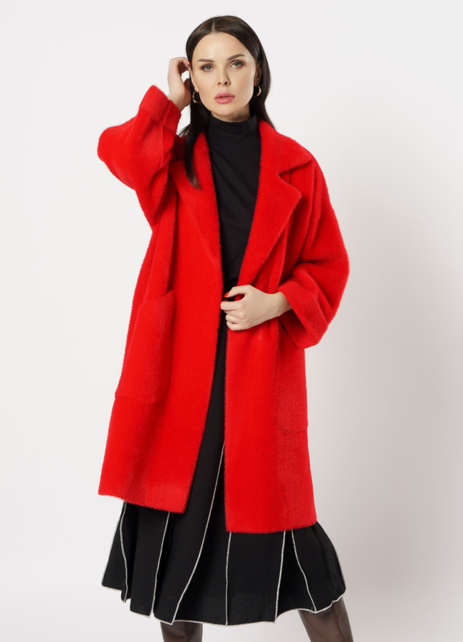 Красное пальто модель № 1116 универмаг малина