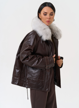 Короткий пуховик из натуральной кожи Короткий пуховик из натуральной кожи