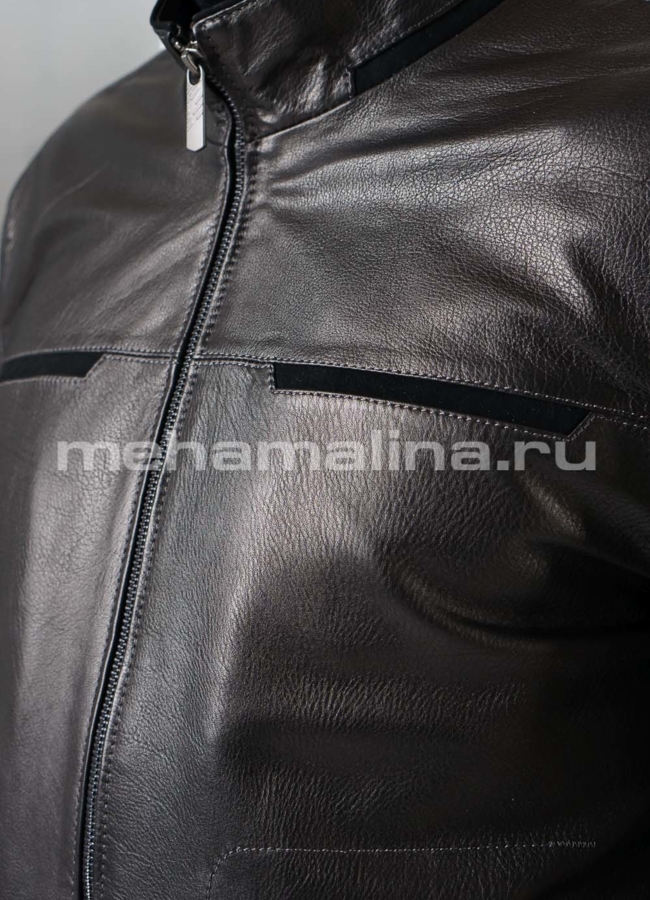 Мужская кожаная куртка модель № KP-207 универмаг малина