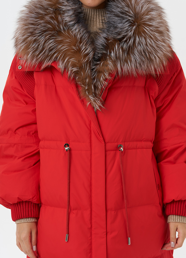 Пуховик с мехом лисы модель № 28828 универмаг малина