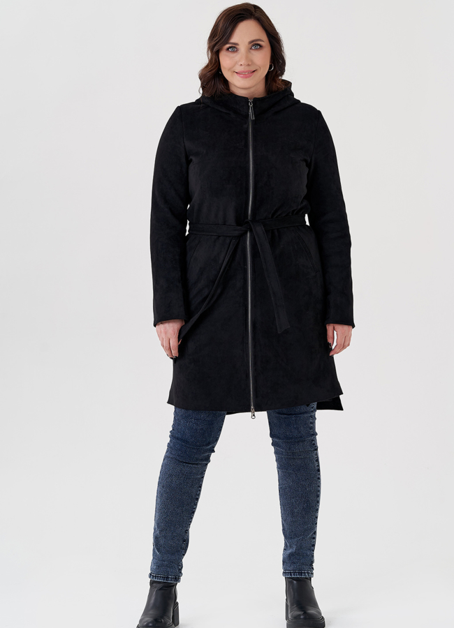 фото Полупальто из эко замши на утеплителе с капюшоном модель № 80236 фото Полупальто из эко замши на утеплителе с капюшоном модель № 80236