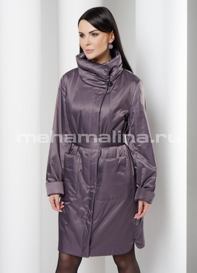 Пальто с накладными карманами и воротником стойкой модель № 166 универмаг малина