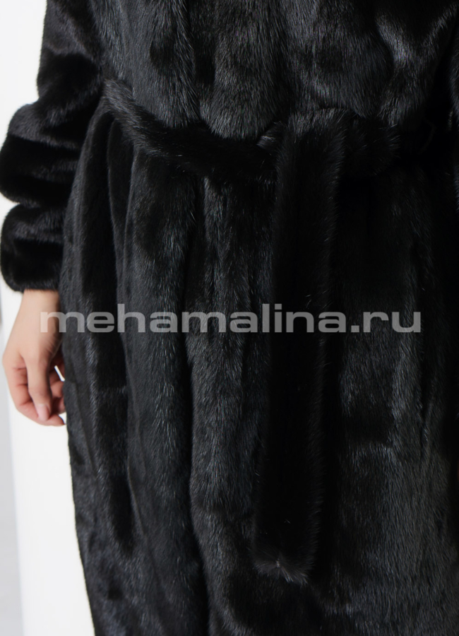 Черная норковая шуба с капюшоном модель № 3007 универмаг малина